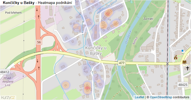 Kunčičky u Bašky - mapa podnikání