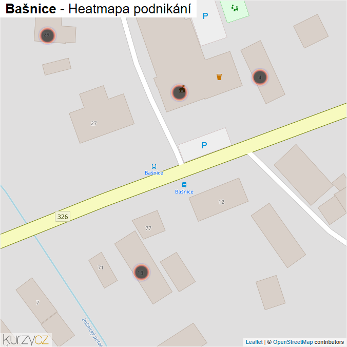 Mapa Bašnice - Firmy v obci.