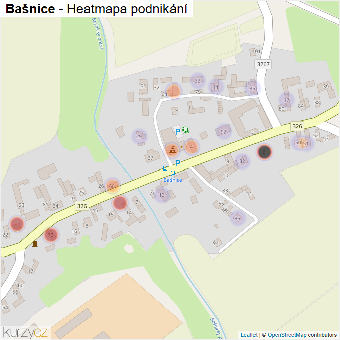 Mapa Bašnice - Firmy v části obce.
