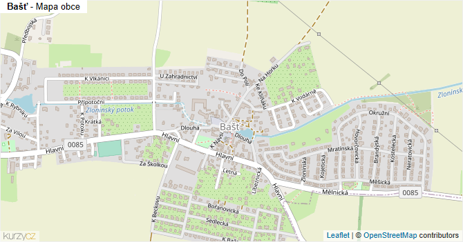 Bašť - mapa obce
