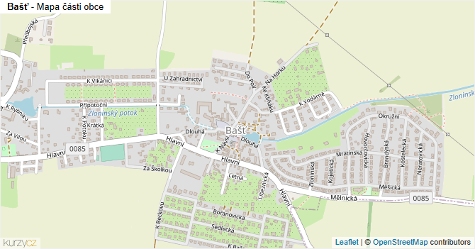 Bašť - mapa části obce