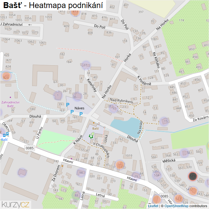 Mapa Bašť - Firmy v části obce.