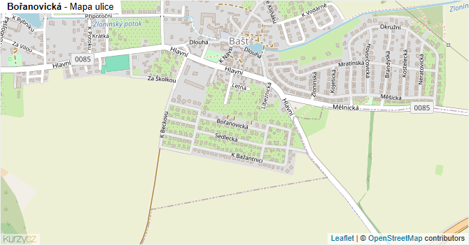 Bořanovická - mapa ulice