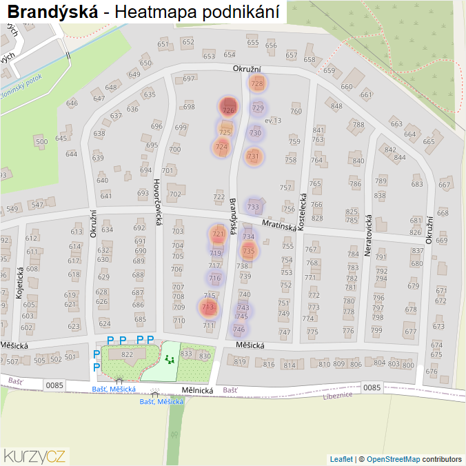 Mapa Brandýská - Firmy v ulici.