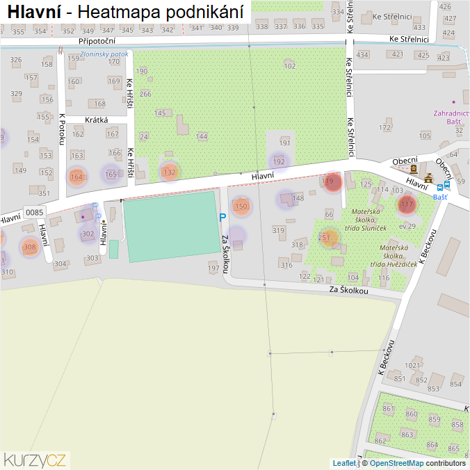 Mapa Hlavní - Firmy v ulici.