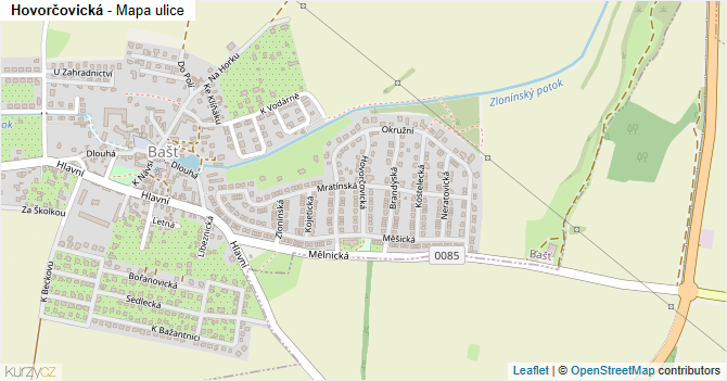 Hovorčovická - mapa ulice