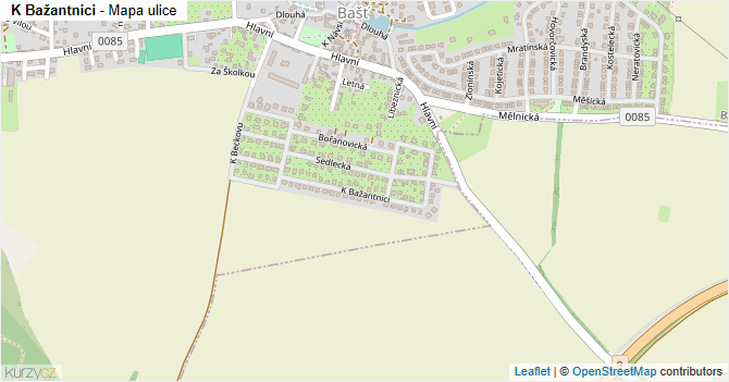 K Bažantnici - mapa ulice