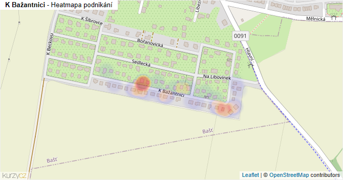 K Bažantnici - mapa podnikání
