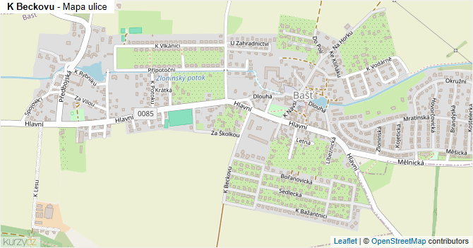 K Beckovu - mapa ulice