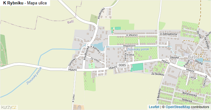 K Rybníku - mapa ulice
