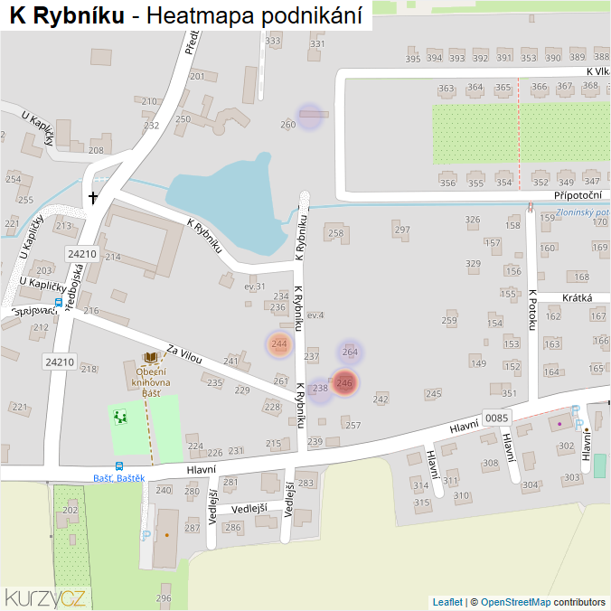 Mapa K Rybníku - Firmy v ulici.