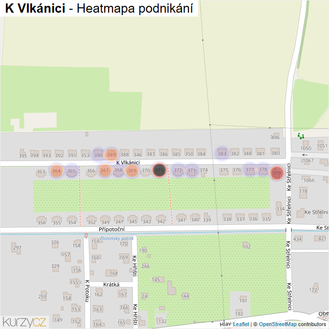 Mapa K Vlkánici - Firmy v ulici.