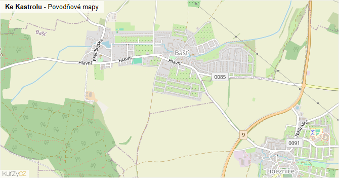 Ke Kastrolu - záplavové mapy stoleté vody