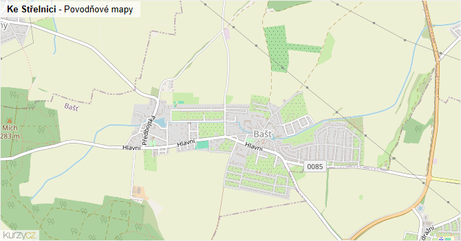 Ke Střelnici - záplavové mapy stoleté vody