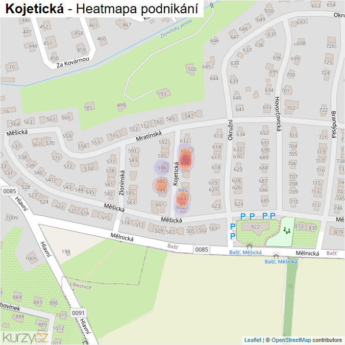 Mapa Kojetická - Firmy v ulici.