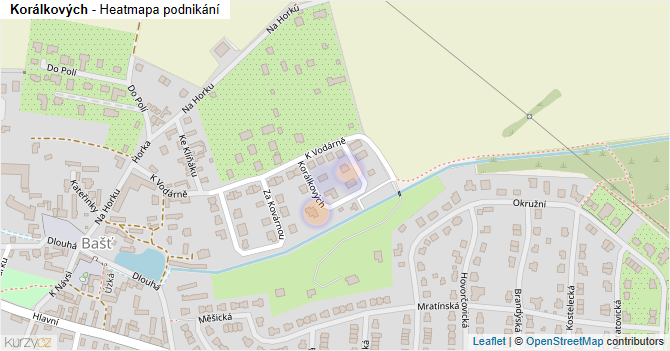 Korálkových - mapa podnikání