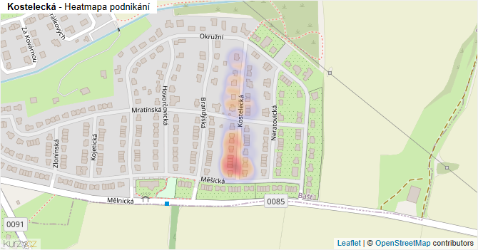 Kostelecká - mapa podnikání