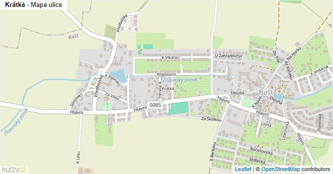 Krátká - mapa ulice