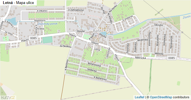 Letná - mapa ulice
