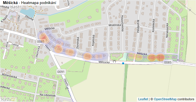 Měšická - mapa podnikání