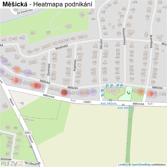Mapa Měšická - Firmy v ulici.
