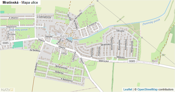 Mratínská - mapa ulice