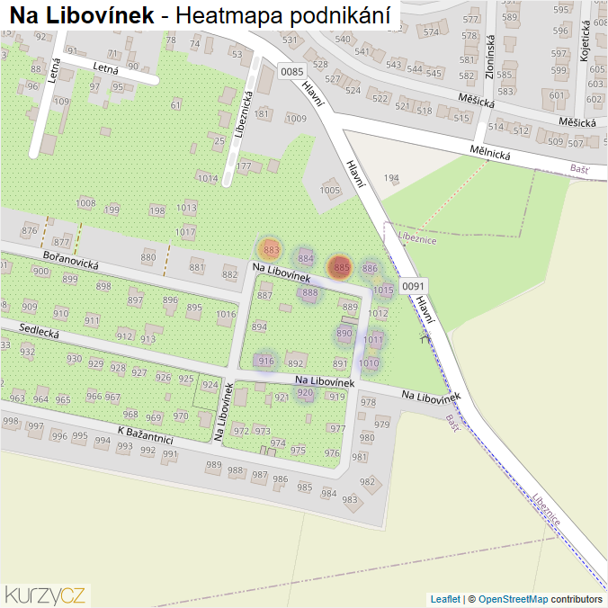 Mapa Na Libovínek - Firmy v ulici.