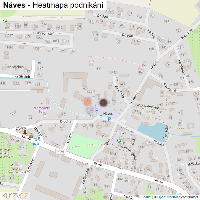 Mapa Náves - Firmy v ulici.
