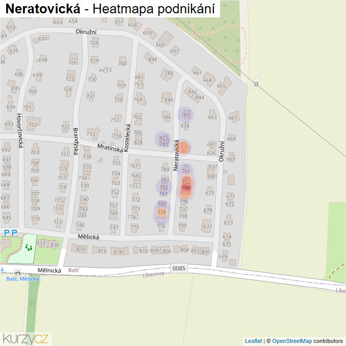 Mapa Neratovická - Firmy v ulici.
