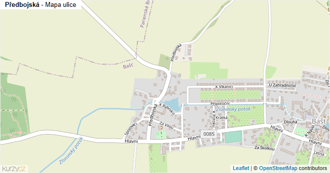 Předbojská - mapa ulice