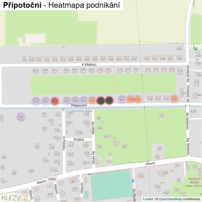 Mapa Přípotoční - Firmy v ulici.