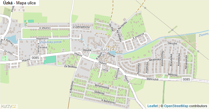 Úzká - mapa ulice