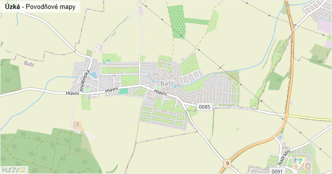 Úzká - záplavové mapy stoleté vody