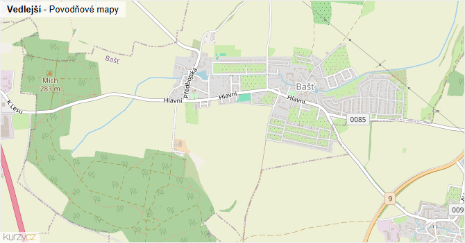 Vedlejší - záplavové mapy stoleté vody