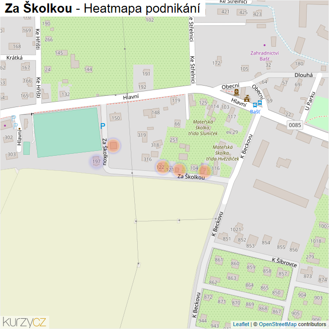 Mapa Za Školkou - Firmy v ulici.