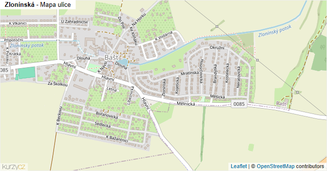 Zlonínská - mapa ulice