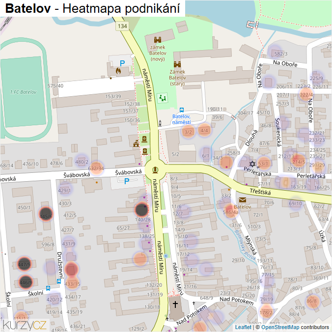 Mapa Batelov - Firmy v obci.