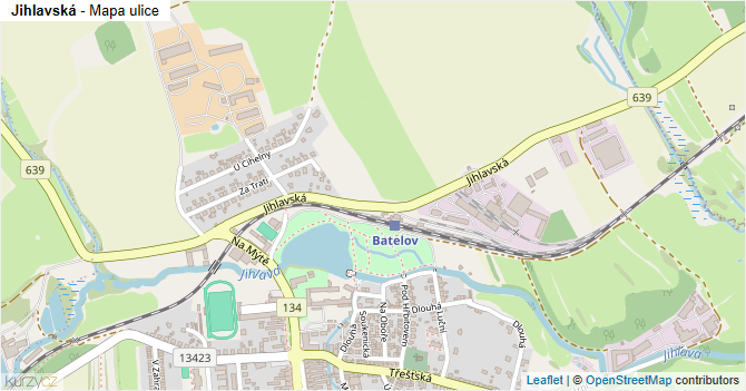 Jihlavská - mapa ulice