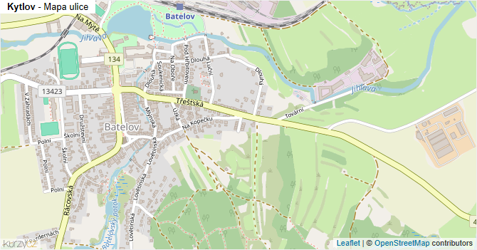 Kytlov - mapa ulice