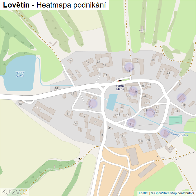 Mapa Lovětín - Firmy v části obce.