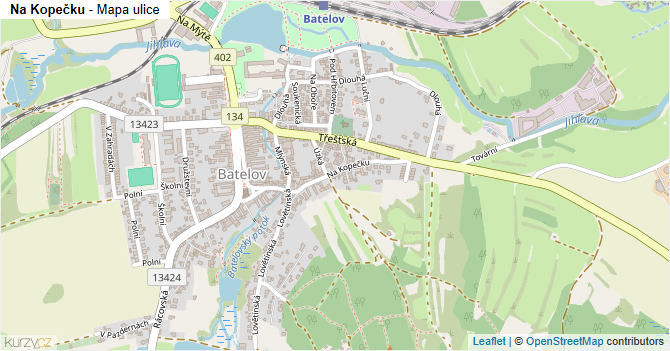 Na Kopečku - mapa ulice