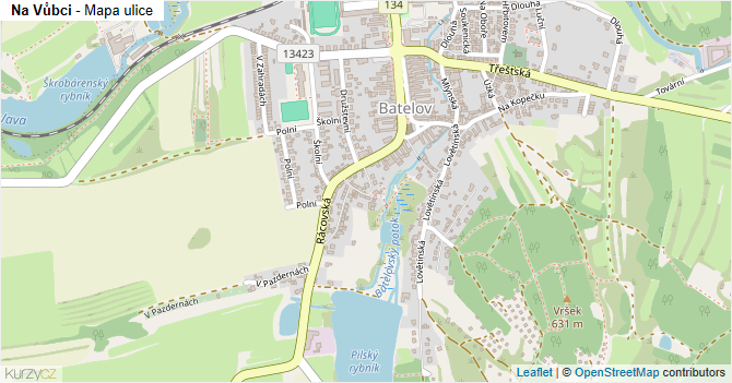 Na Vůbci - mapa ulice