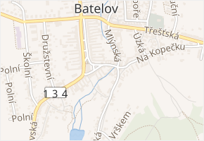 Nad Potokem v obci Batelov - mapa ulice