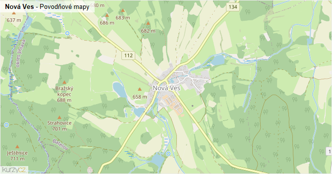 Nová Ves - záplavové mapy stoleté vody