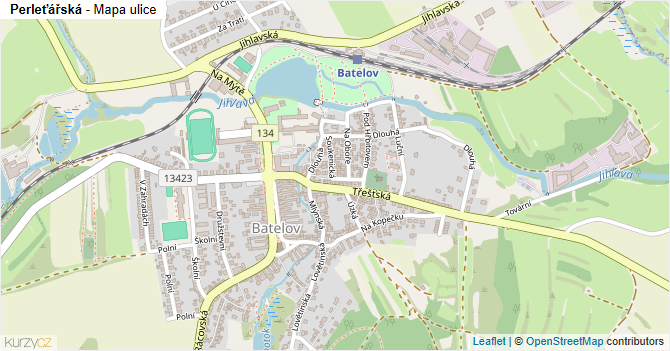Perleťářská - mapa ulice