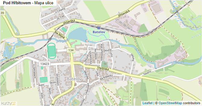 Pod Hřbitovem - mapa ulice
