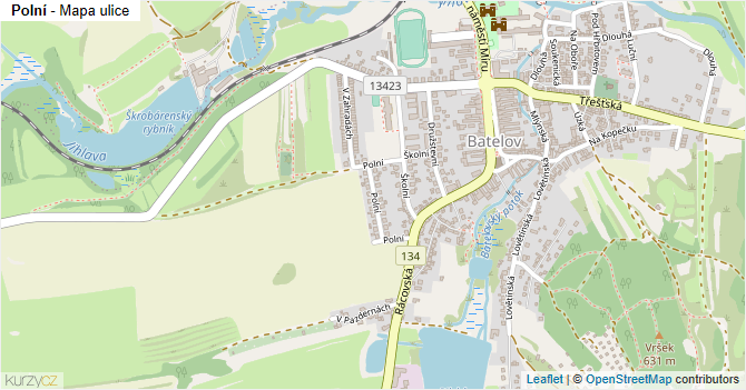 Polní - mapa ulice