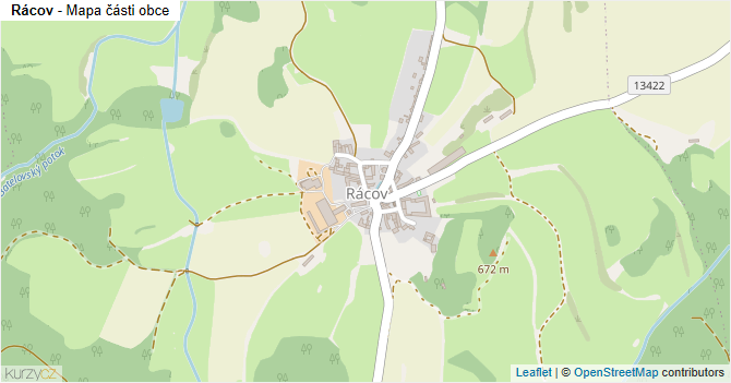 Rácov - mapa části obce