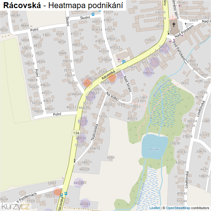 Mapa Rácovská - Firmy v ulici.