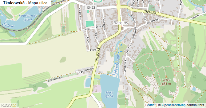 Tkalcovská - mapa ulice